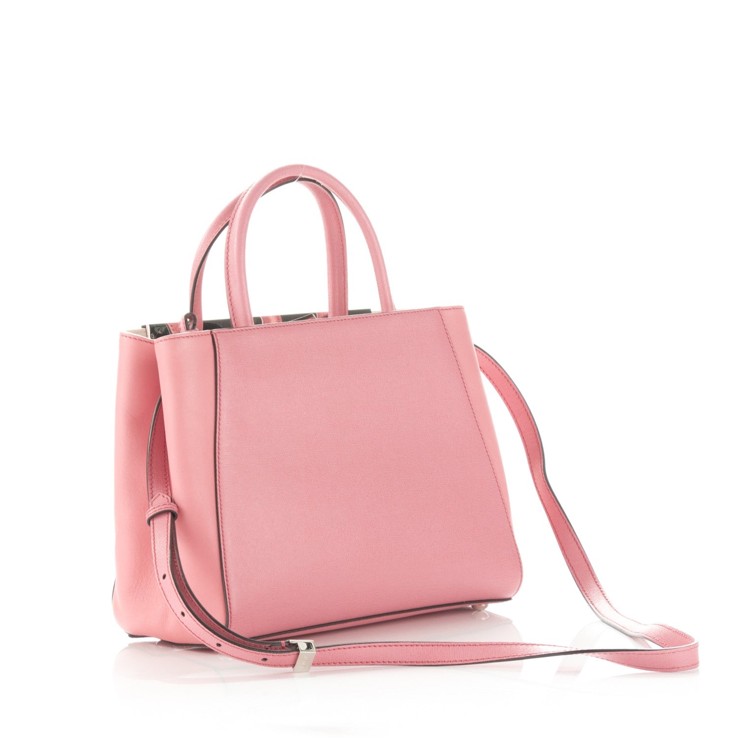 Fendi Vitello Elite Flamingo Mink Monster Charm Petite 2Jours Tote Pink Multicolor 3 of 16