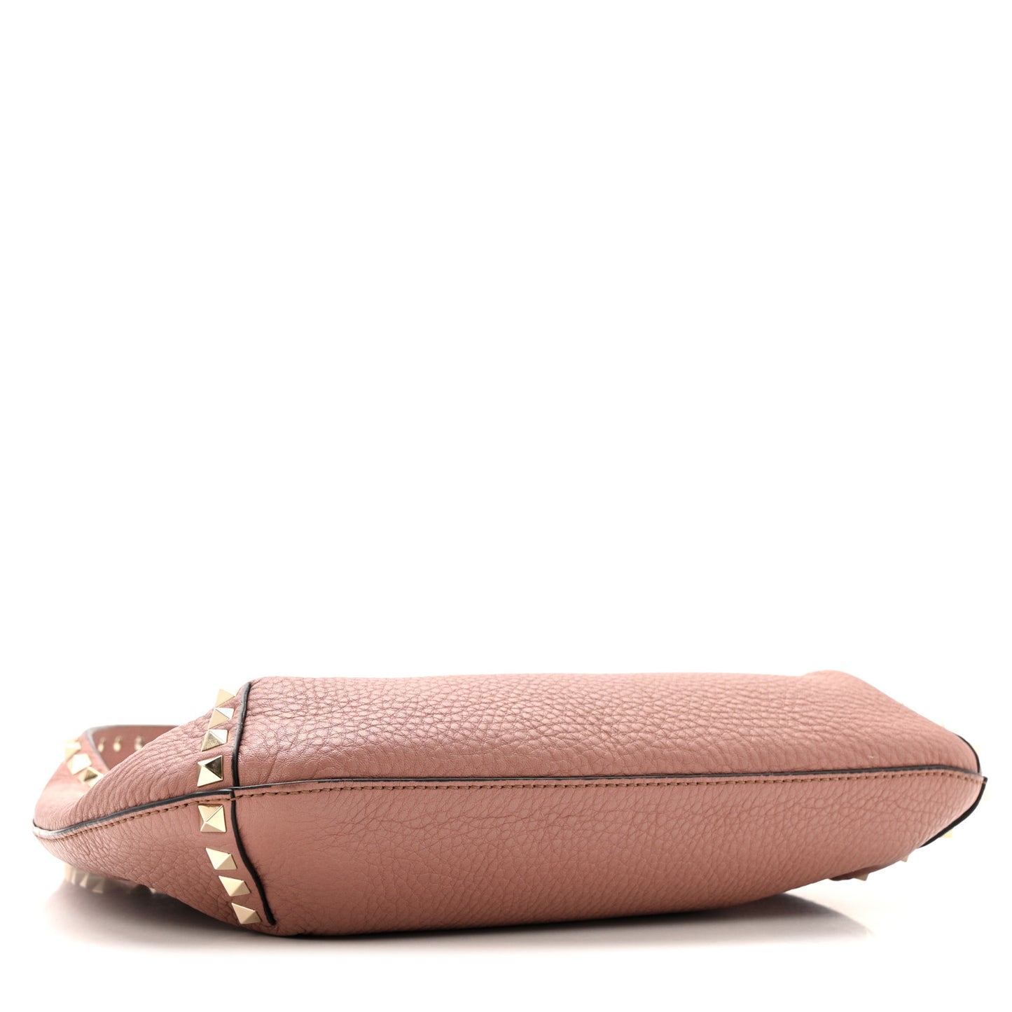 Pebbled Calfskin Small Rockstud Flip Lock Hobo Dark Nude