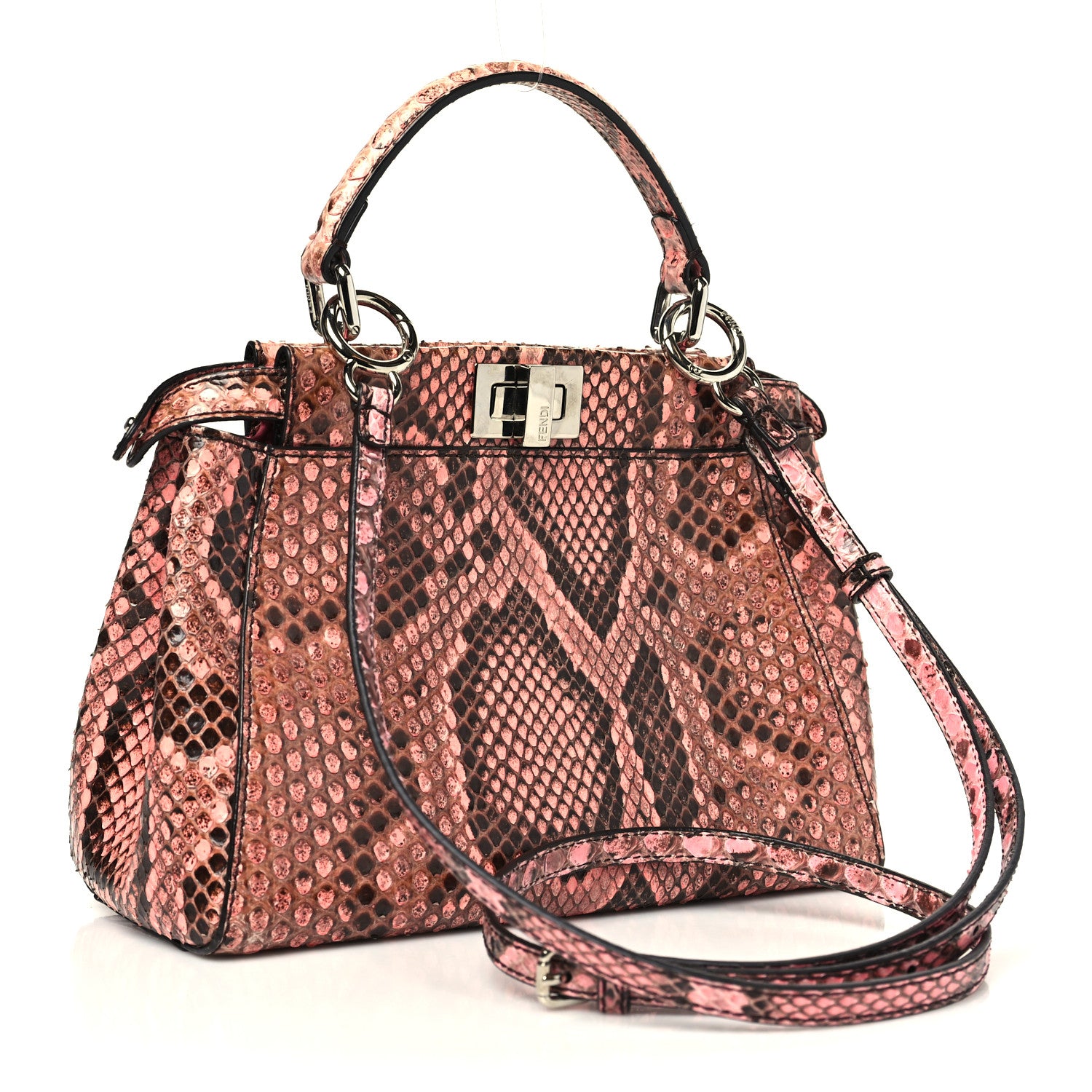 Fendi Snakeskin Shiny Nappa Mini Peekaboo Iconic Satchel Lollypop 3 of 10