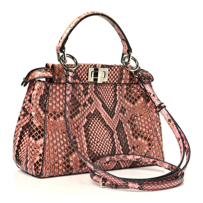 Fendi Snakeskin Shiny Nappa Mini Peekaboo Iconic Satchel Lollypop 3 of 10