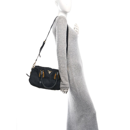 Prada Tessuto Nylon Soft Calfskin Shopping Satchel Black 2 of 10
