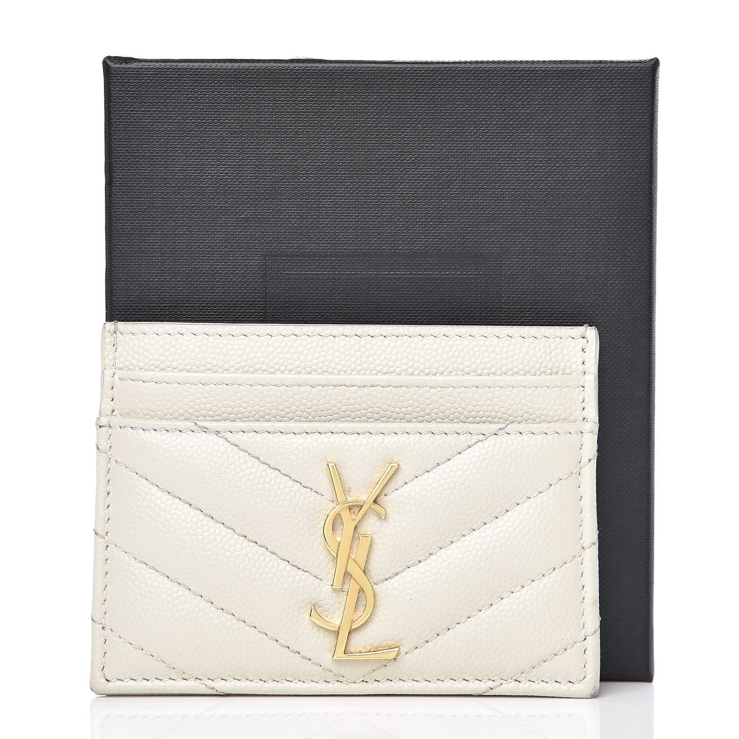Grain De Poudre Matelasse Chevron Card Case Crema Soft