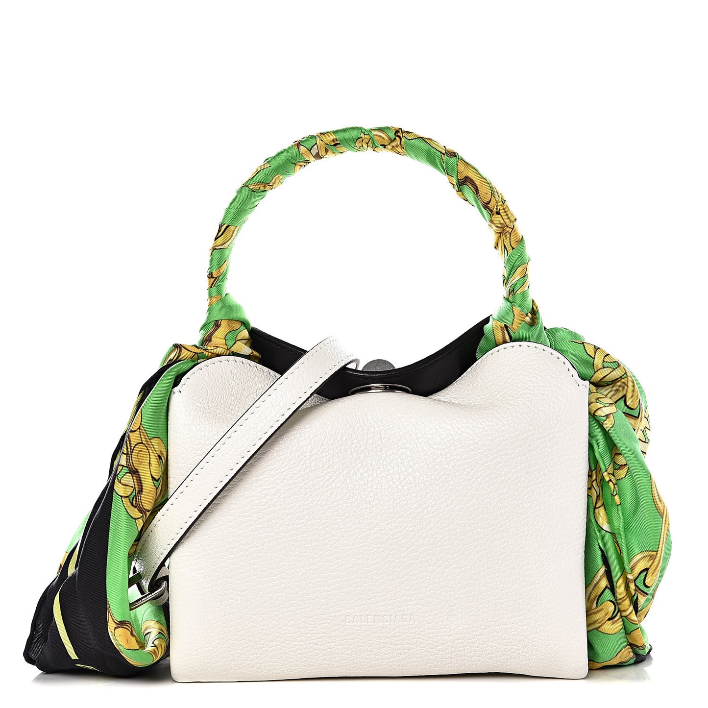 Goatskin XS Flap Scarf Top Handle Bag White