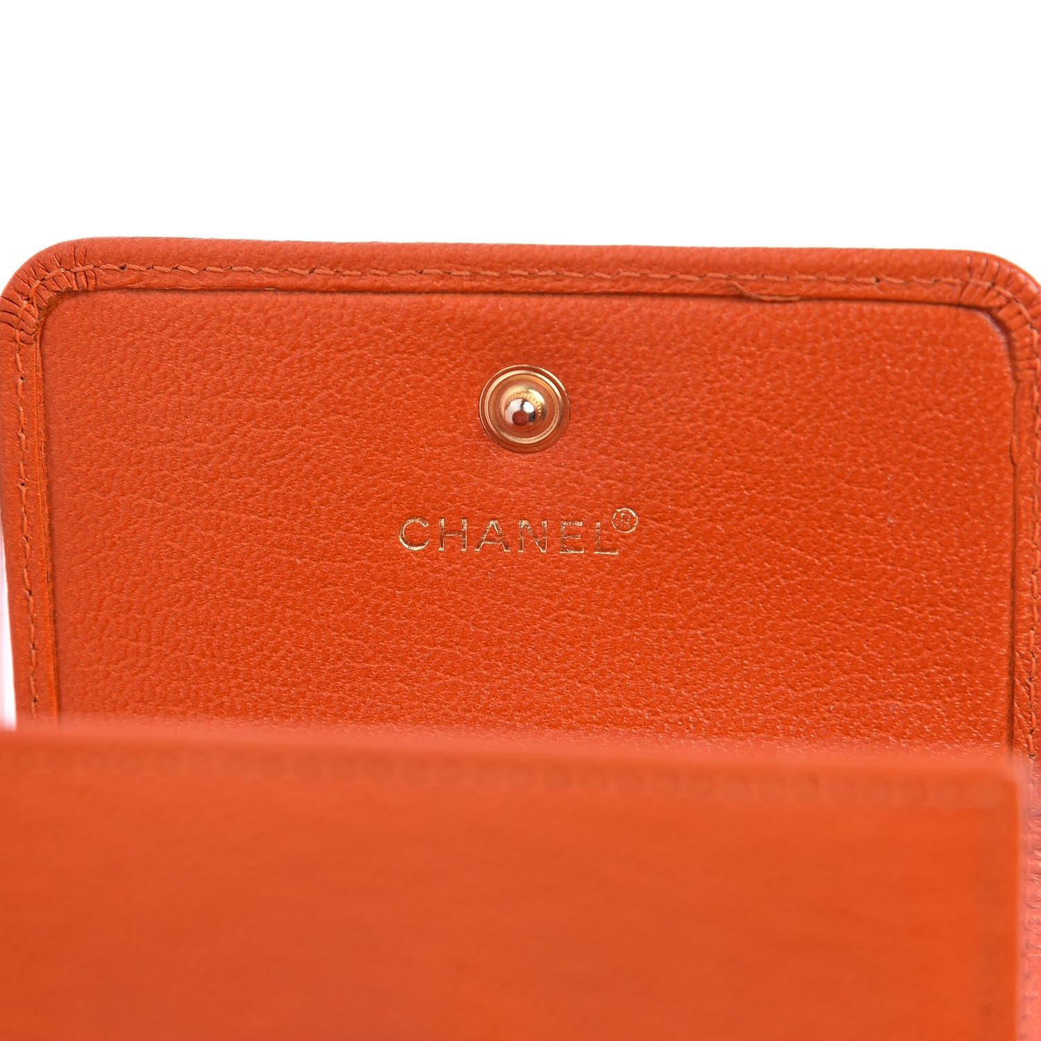 Chanel Goatskin Compact Double Sided Wallet Orange 6 of 12