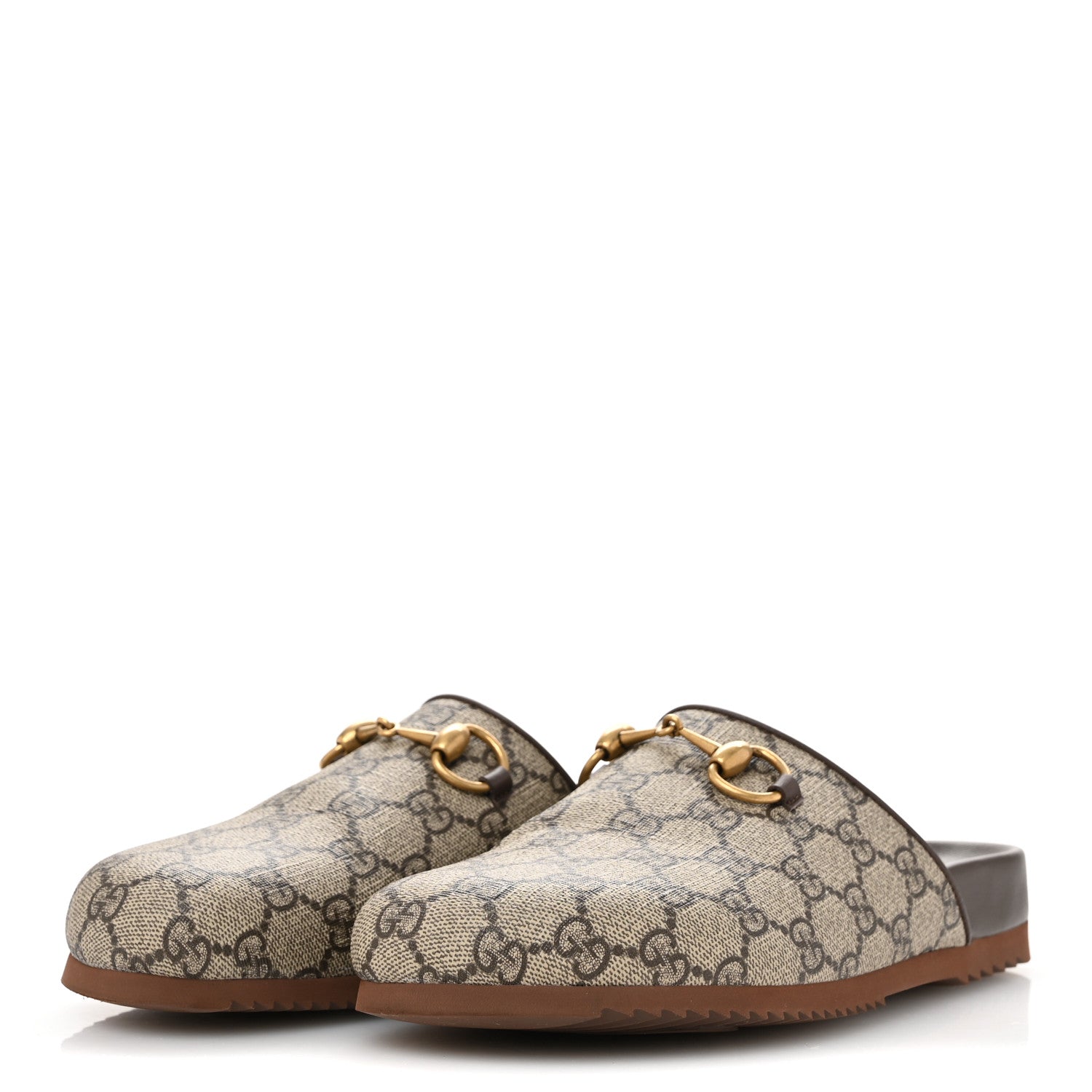 Gucci GG Supreme Monogram Miro Soft Calfskin Womens Horsebit Slippers 37.5 Beige Ebony New Acero 4 of 10