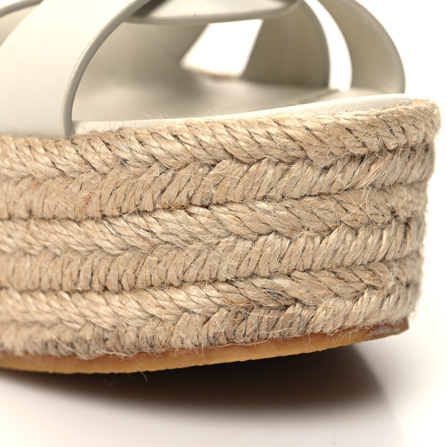 Calfskin Tribute 95 Platform Espadrille Wedge Sandals 38.5 Porcellana