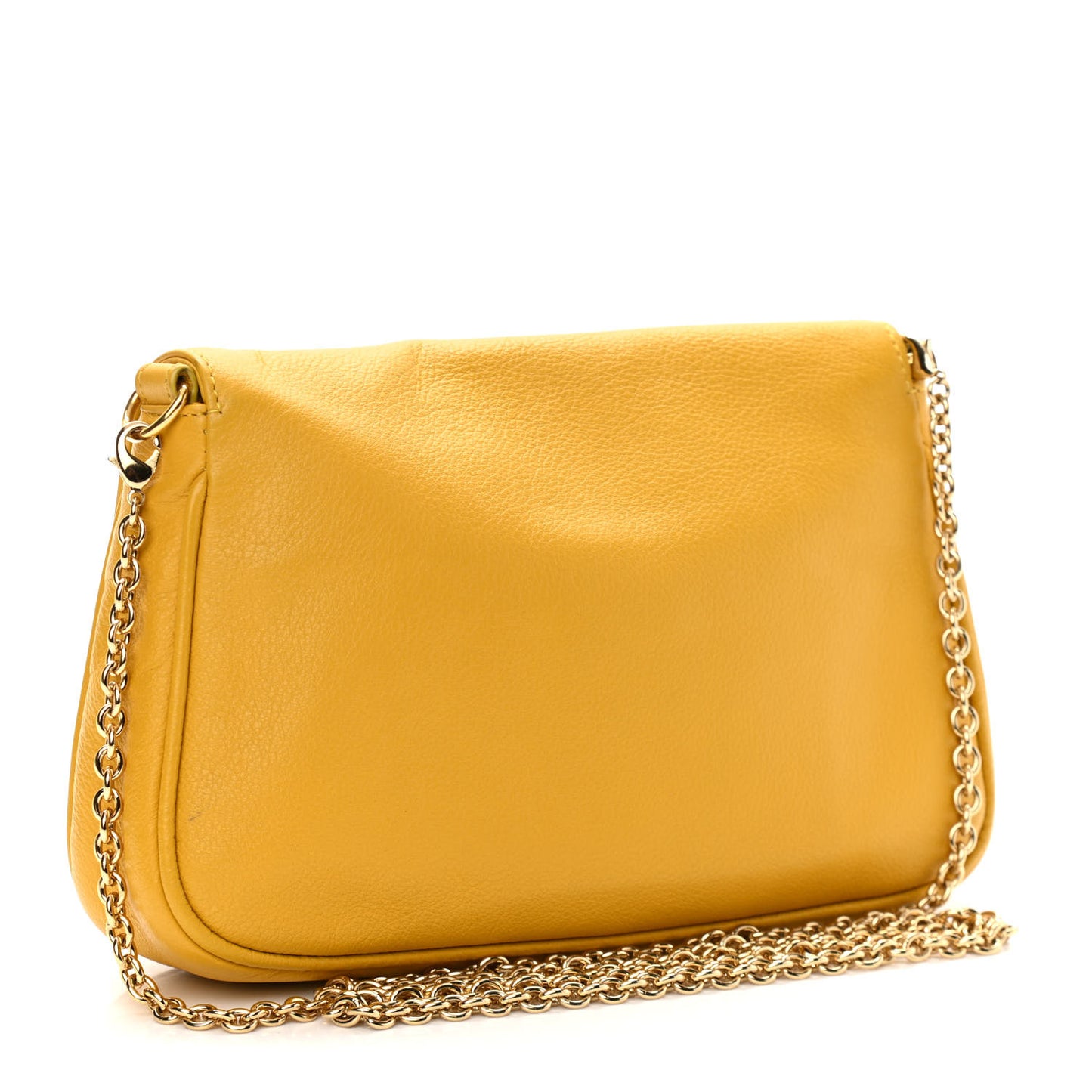 Vitello Flamingo Fendista Pouchette Crossbody Bag Yellow