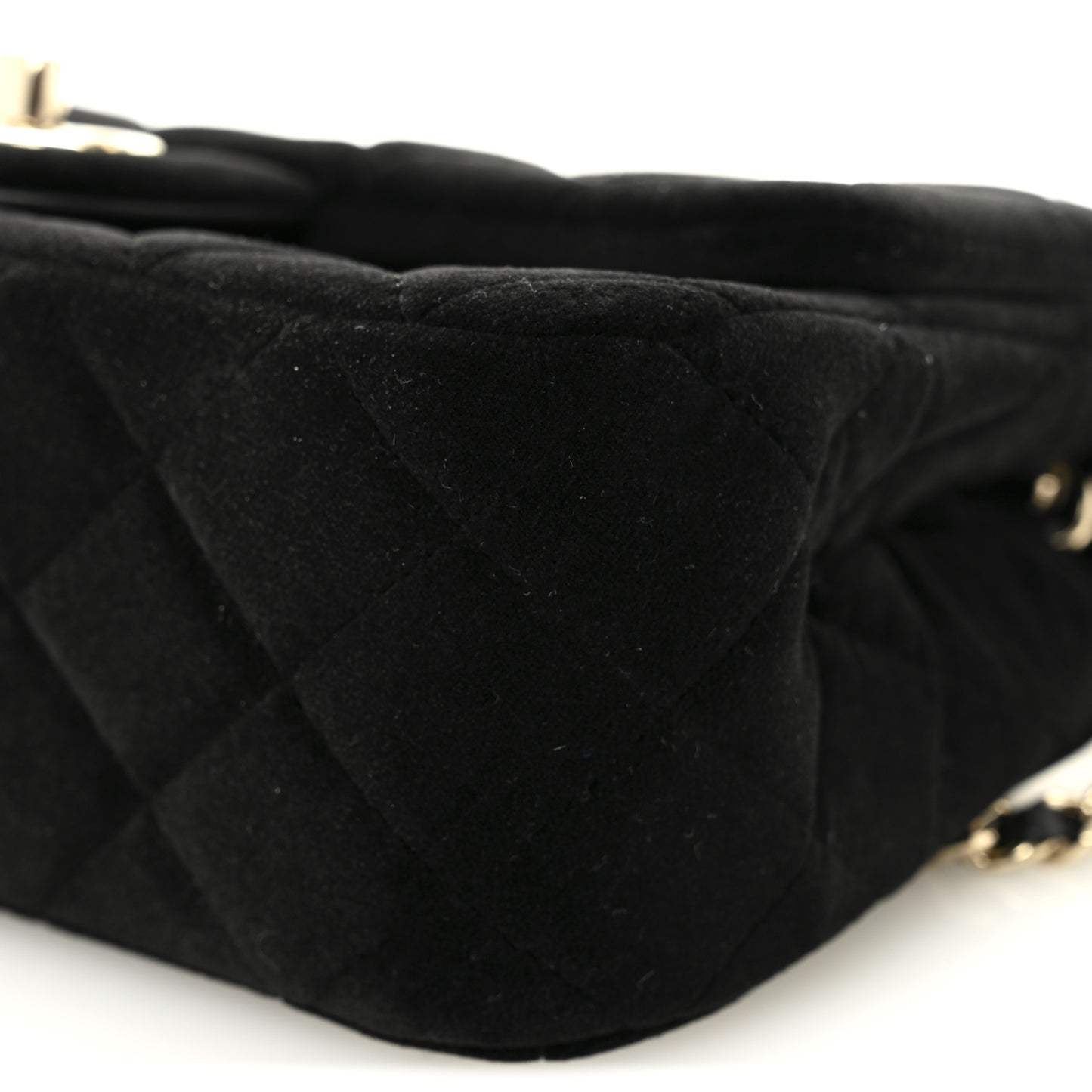 Velvet Quilted Mini Rectangular Pearl Crush Flap Black