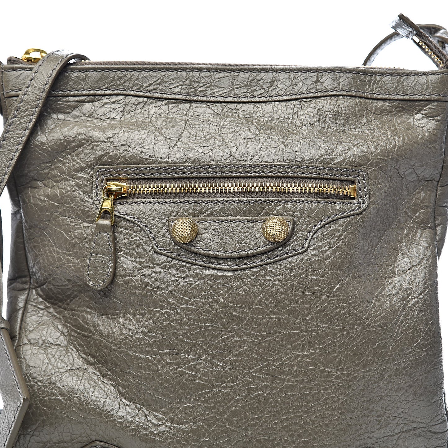 Agneau Giant 12 Gold Hardware Flat Crossbody Beige Liege