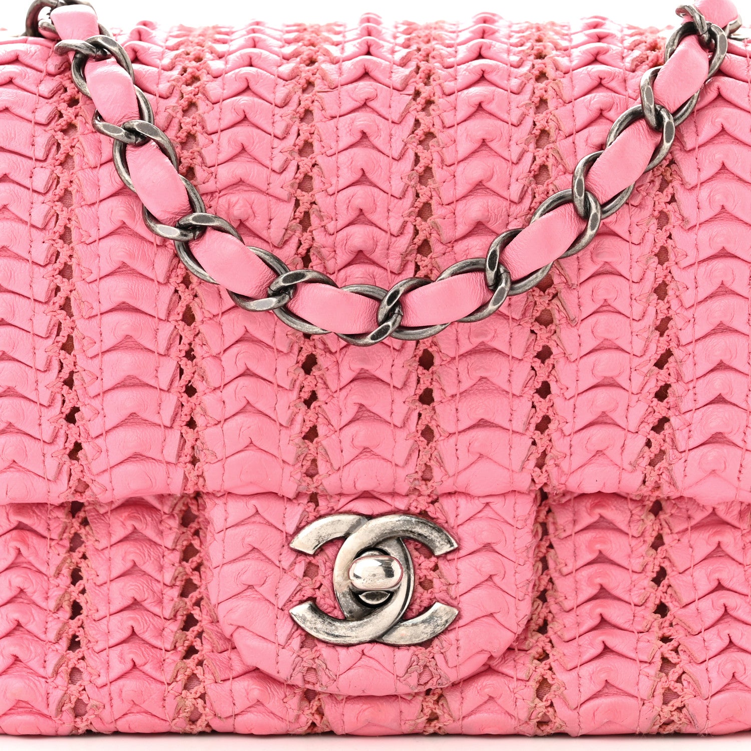 Chanel Lambskin Crochet Embroidered Mini Flap Pink 8 of 10