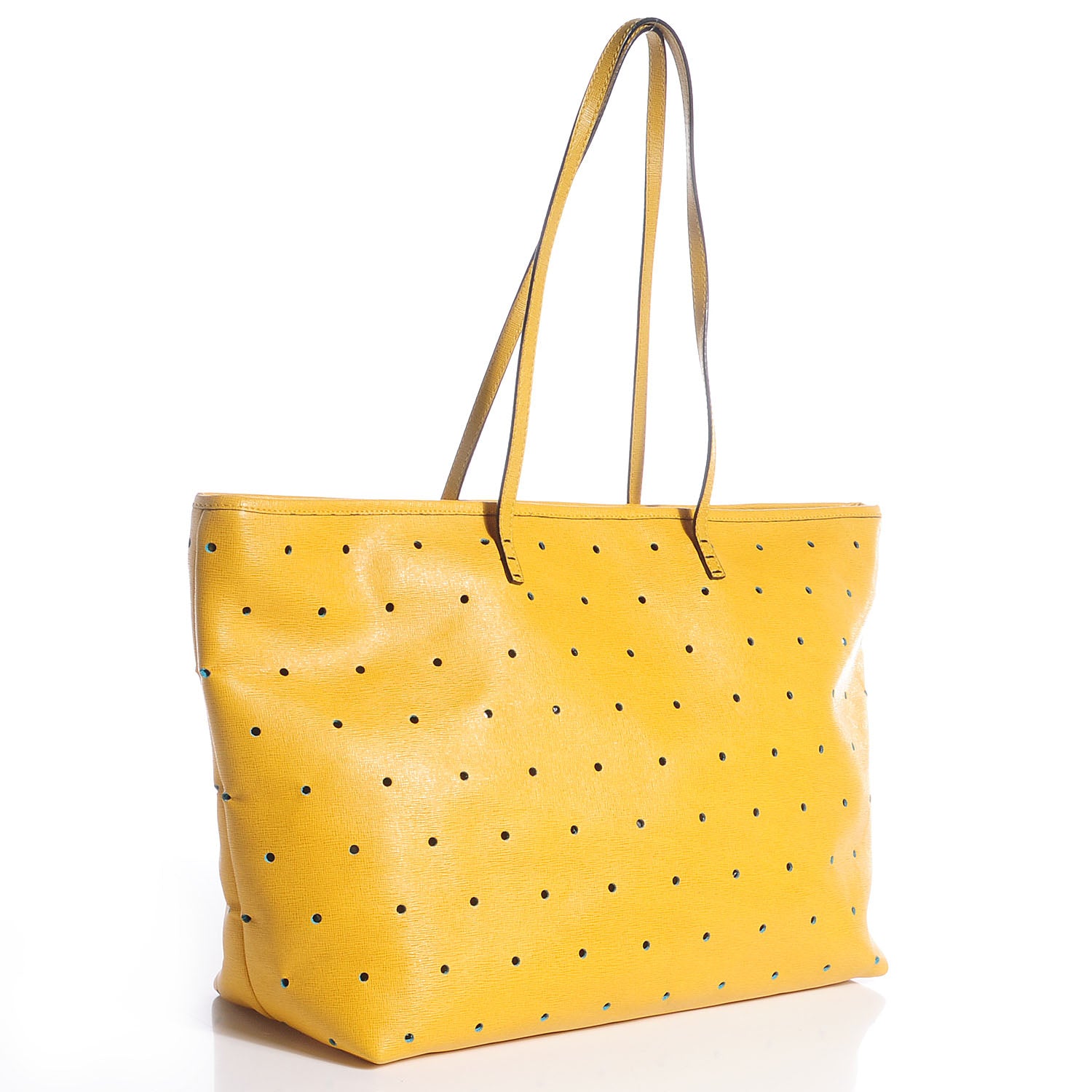 Fendi Vitello Perforated Medium Roll Tote Mimosa 4 of 11