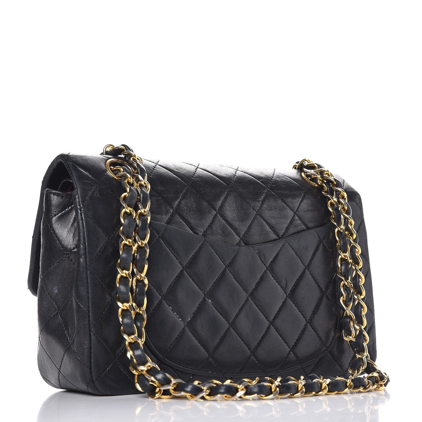 Lambskin Quilted Small Double Flap Black