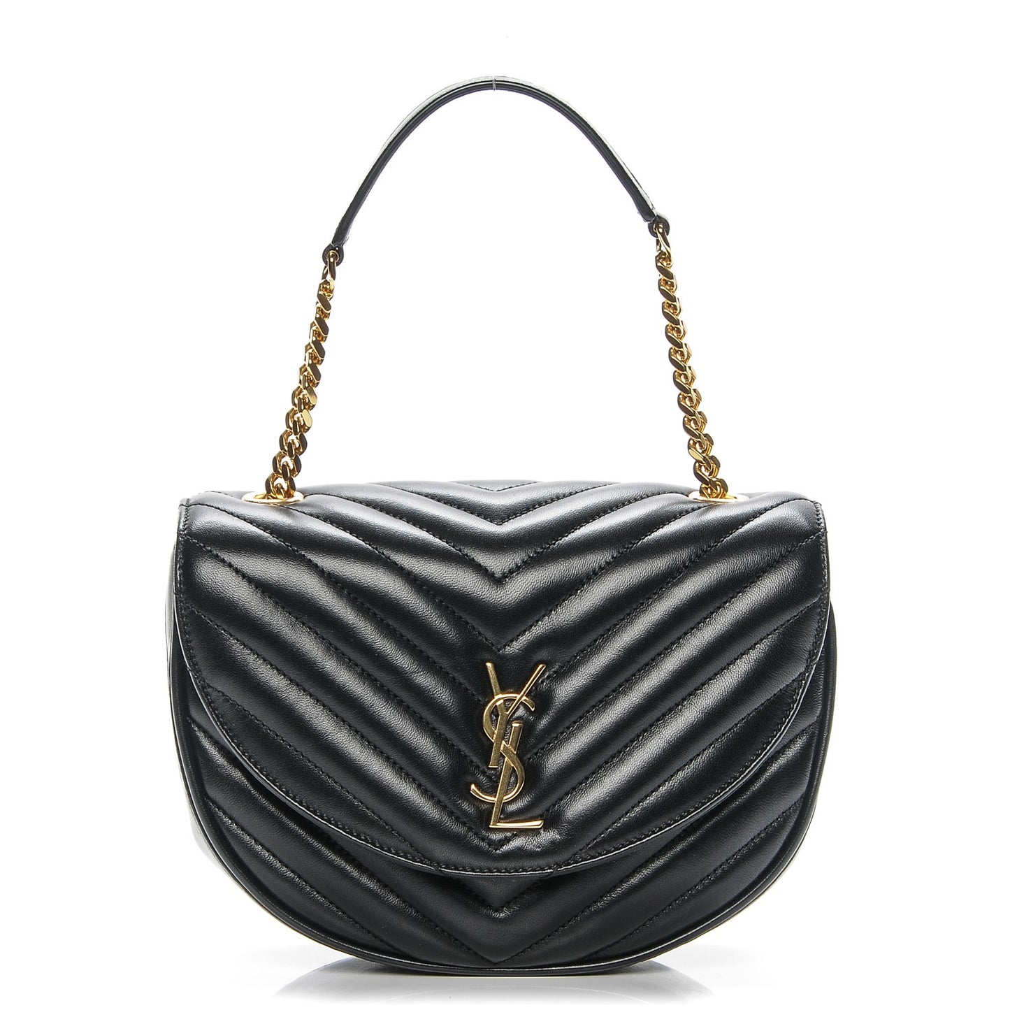 Lambskin Matelasse Chevron Monogram Bubble Chain Crossbody Black