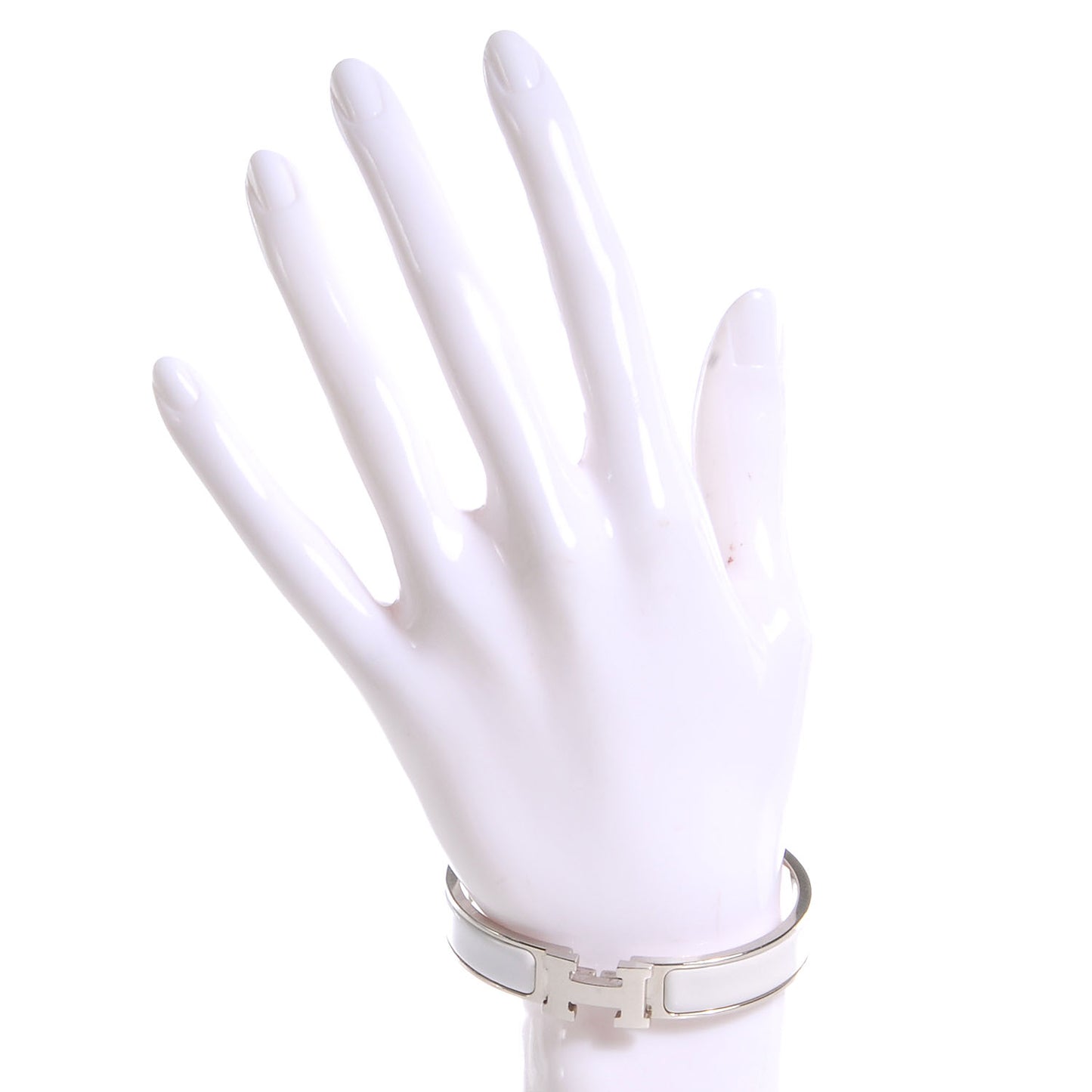 Enamel Narrow Clic Clac H Bracelet PM White