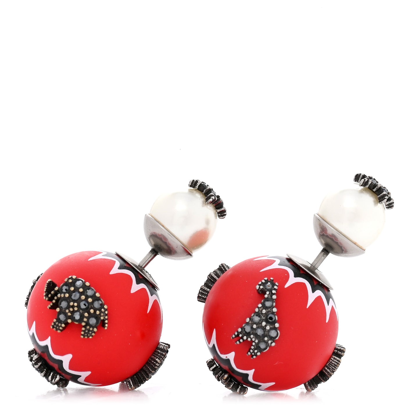 Crystal Mise En Dior Tribal Earrings Matte Red