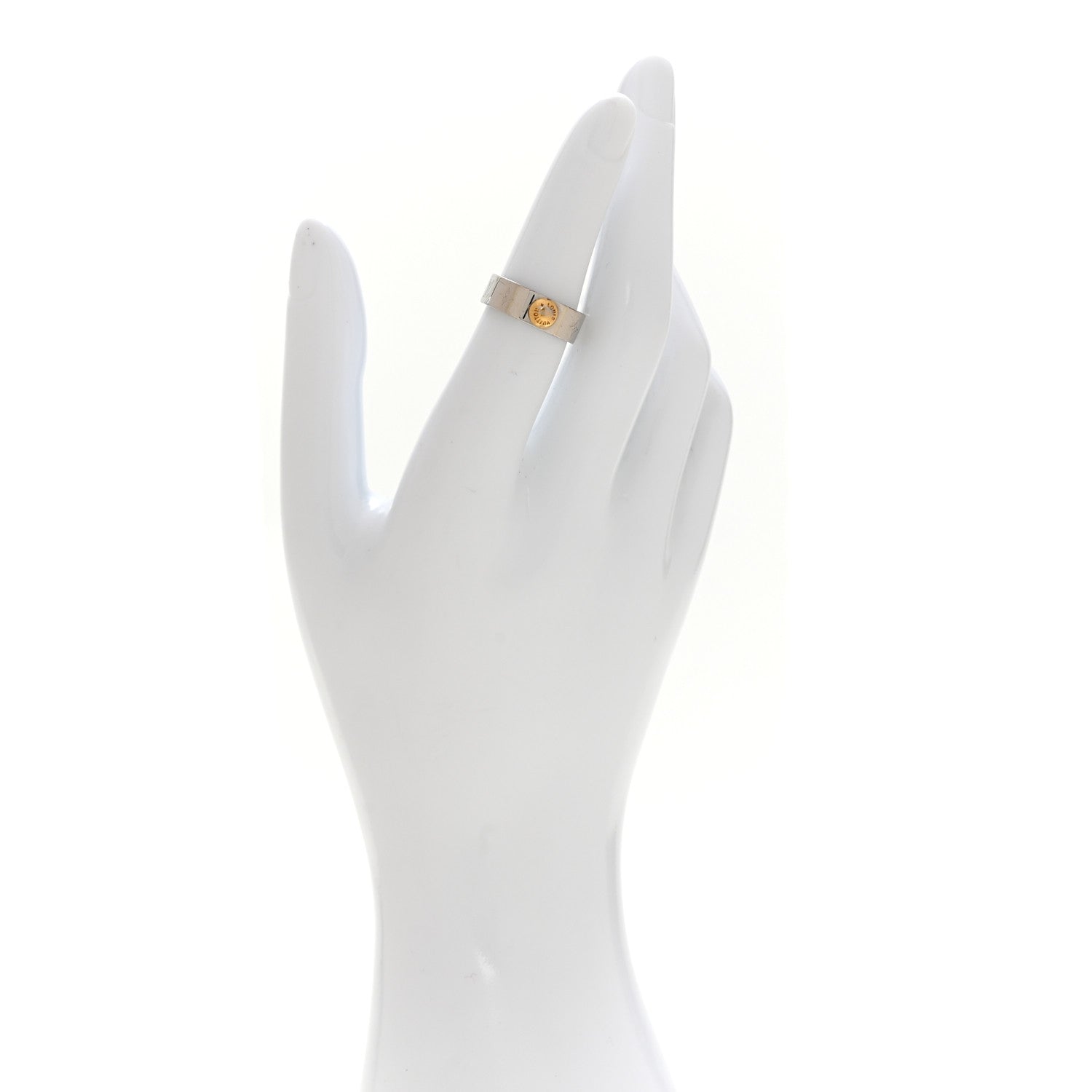 Louis Vuitton Brass Monogram Engraved Nanogram Ring S Palladium 2 of 5
