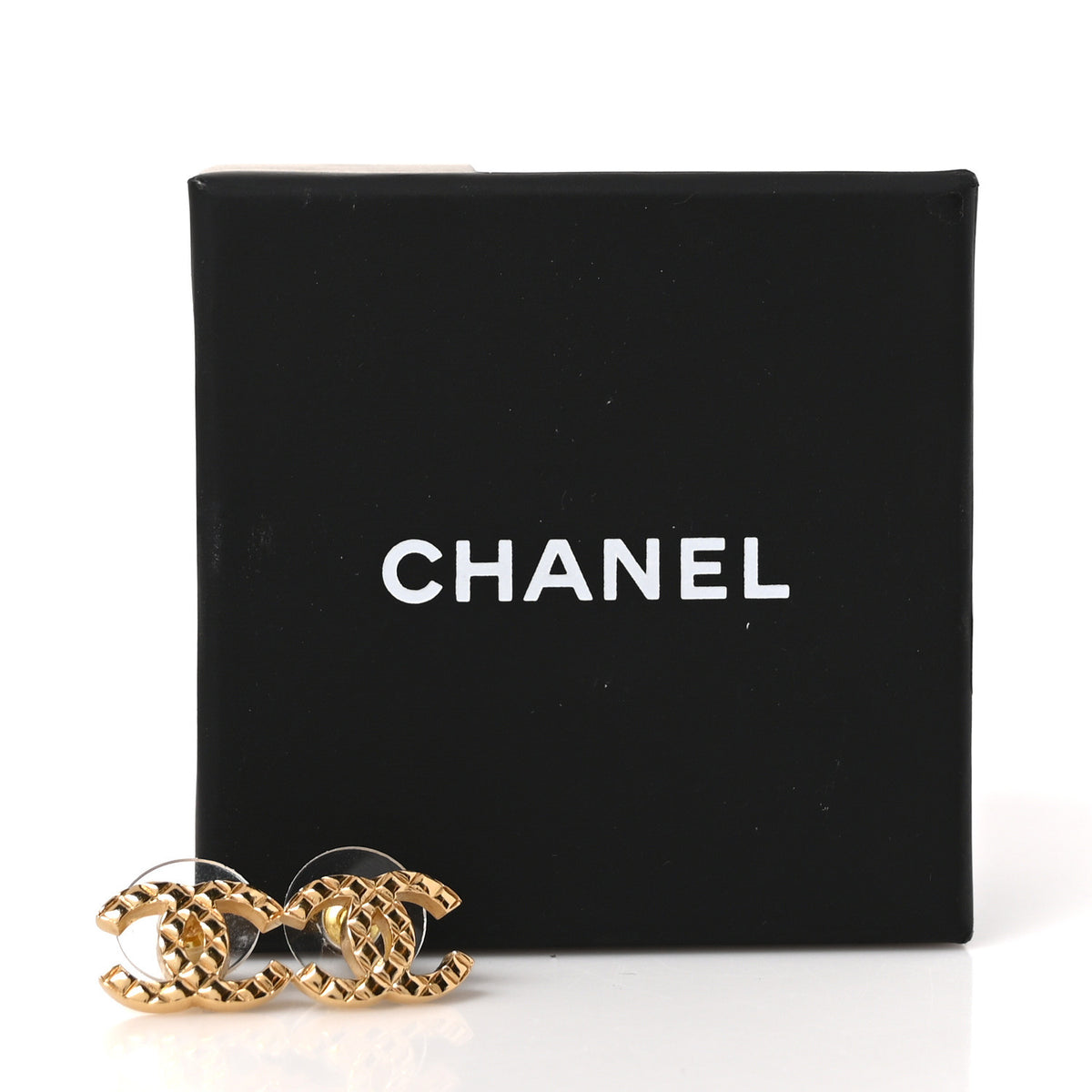 Chanel Metal Textured CC Earrings  Gold 5 of 5