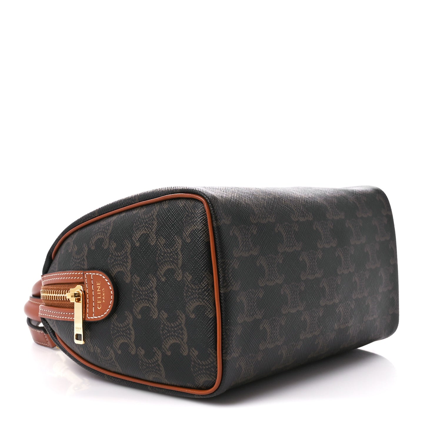 Triomphe Canvas Calfskin Small Boston Bag Tan