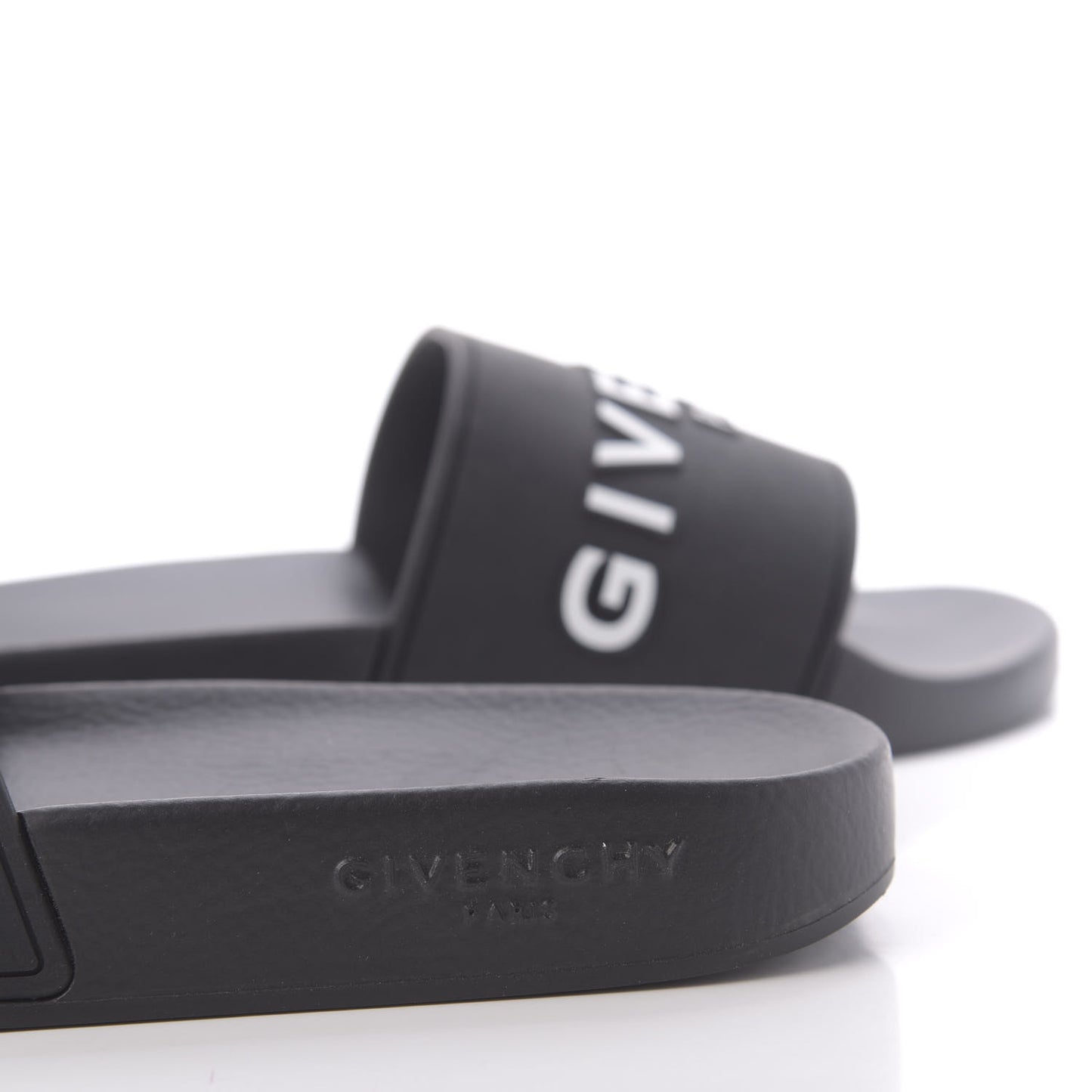 Rubber Logo Pool Slide Sandals 39 Black