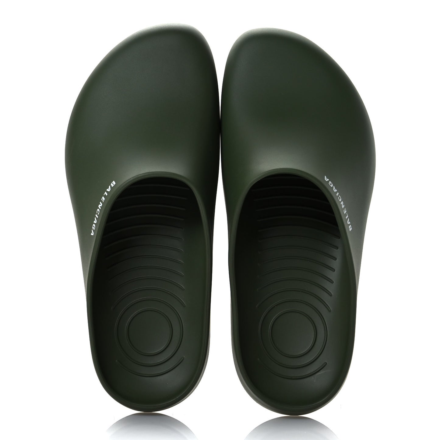 Rubber Logo Mens Pool Closed Slide Sandals 43 Kaki White
