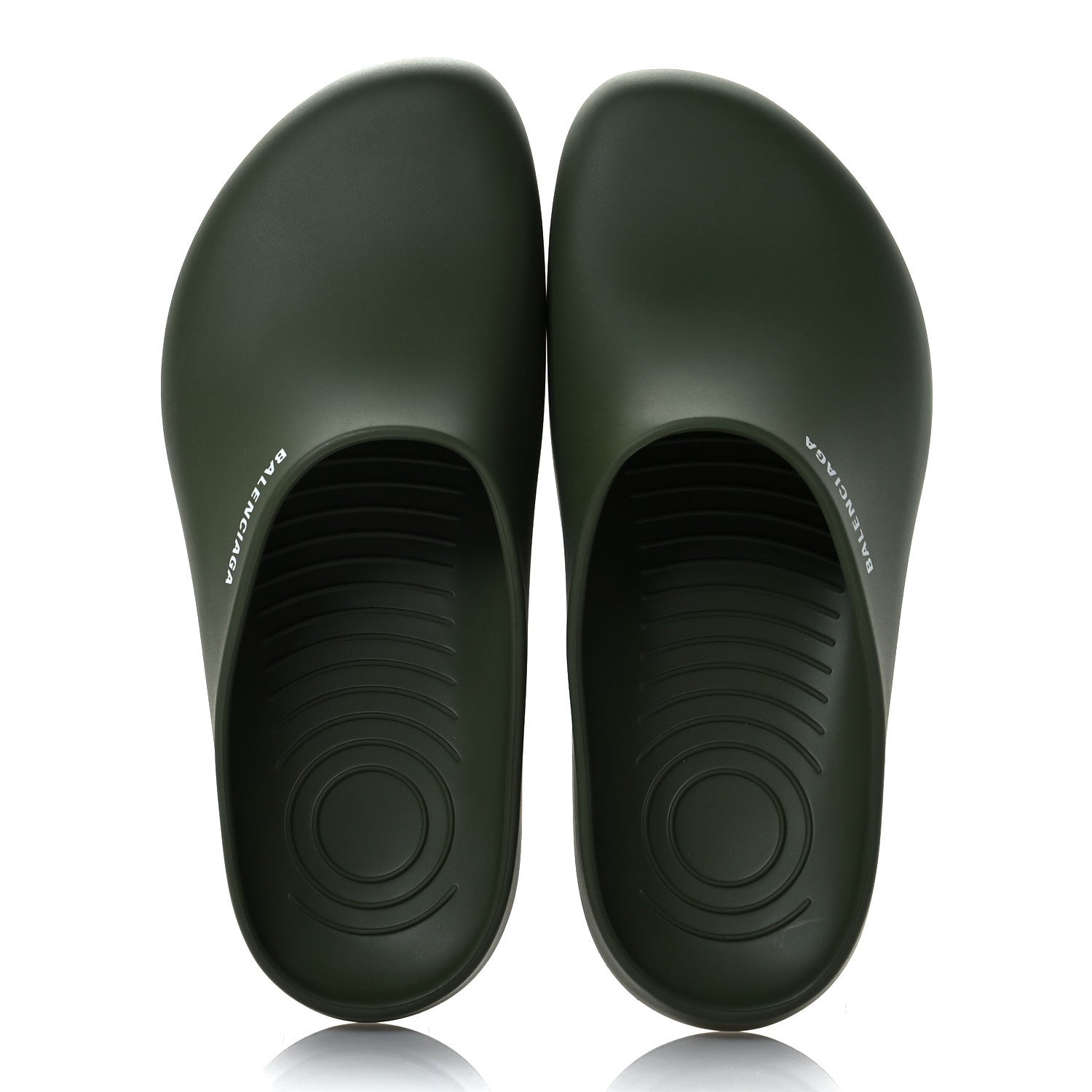 Balenciaga Rubber Logo Mens Pool Closed Slide Sandals 43 Kaki White 2 of 8