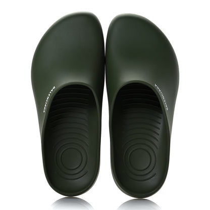 Balenciaga Rubber Logo Mens Pool Closed Slide Sandals 43 Kaki White 2 of 8
