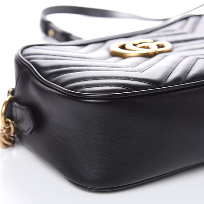 Gucci Calfskin Matelasse Small GG Marmont Chain Shoulder Bag Black 8 of 10