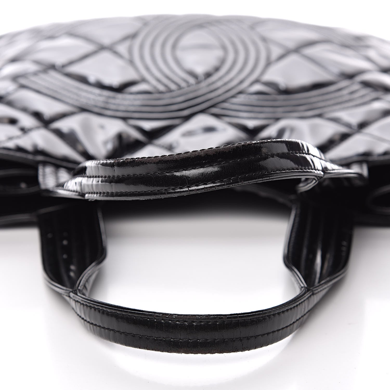Chanel Patent Quilted Expandable CC Shoping Tote Black 10 of 13