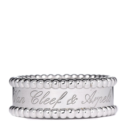Van Cleef & Arpels 18K White Gold Perlee Signature Ring 57 8 1 of 6