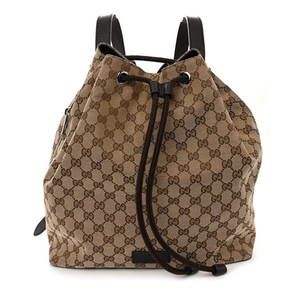 Gucci Monogram Dollar Calfskin O Drawstring Backpack Beige Ebony Testa di Moro Dark Chocolate 1 of 11