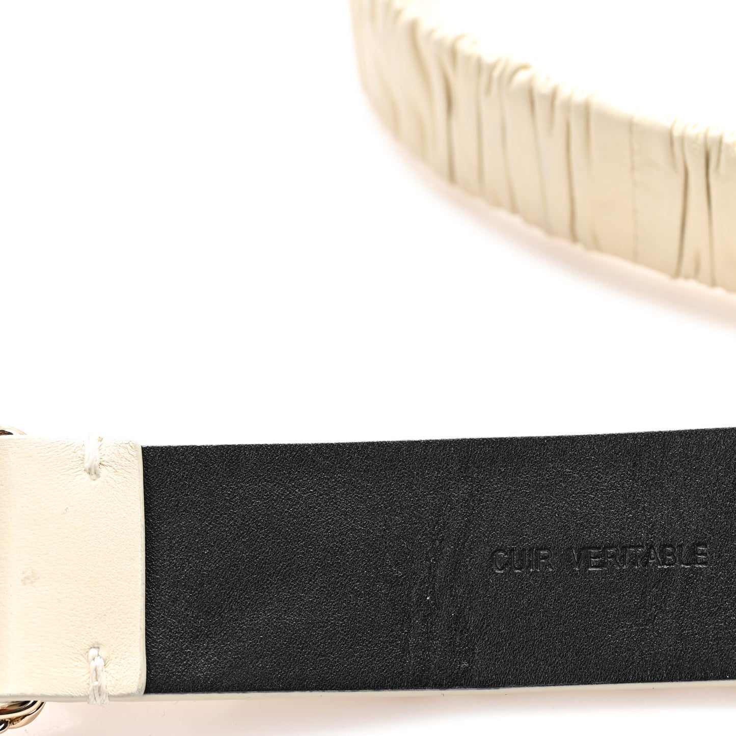 Lambskin Ruched Logo Belt 80 32 White