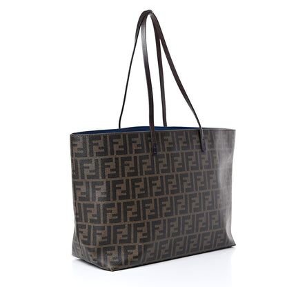 Fendi Zucca Spalmati Medium Roll Tote Tobacco Blue 2 of 15