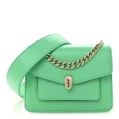 Bulgari Calfskin Serpenti Forever Maxi Chain Crossbody Bag Green 1 of 11