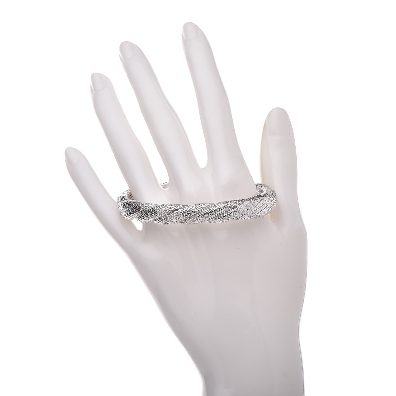 John Hardy Sterling Silver Diamond 9.5mm Classic Chain Hinged Bangle 2 of 4