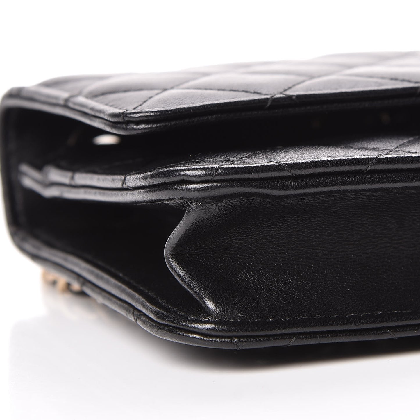 Lambskin Quilted Trendy CC Wallet On Chain WOC Black