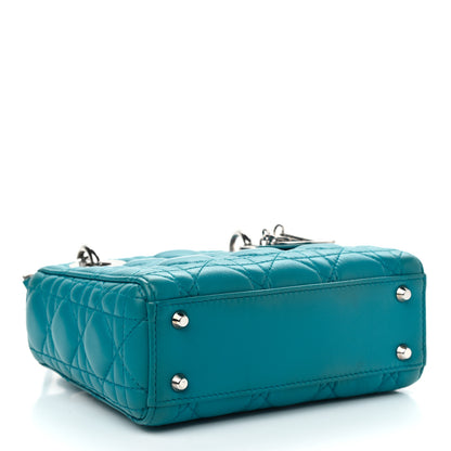 Christian Dior Lambskin Cannage Mini Lady Dior Turquoise 3 of 10