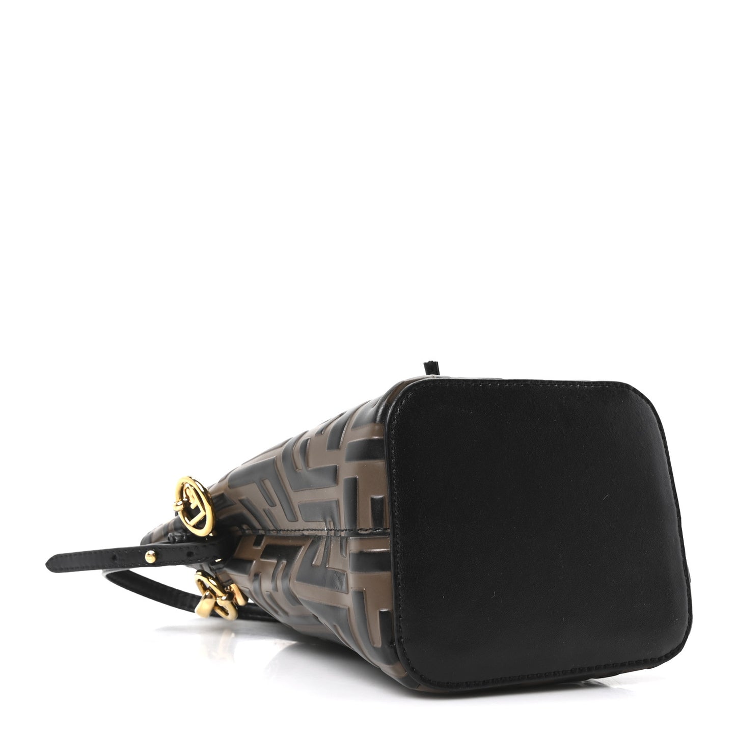 Vitello Liberty F is Fendi Bi-Color FF 1974 Embossed Mini Mon Tresor Bucket Bag Maya Black