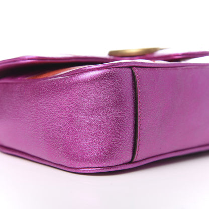 Gucci Metallic Calfskin Matelasse Mini GG Marmont Shoulder Bag Fuchsia 7 of 9