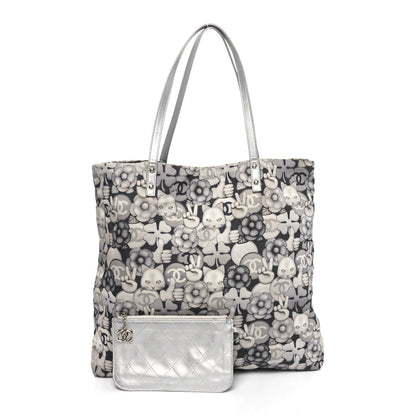 Chanel Nylon Cat Emoticon Tote Navy Silver 2 of 12