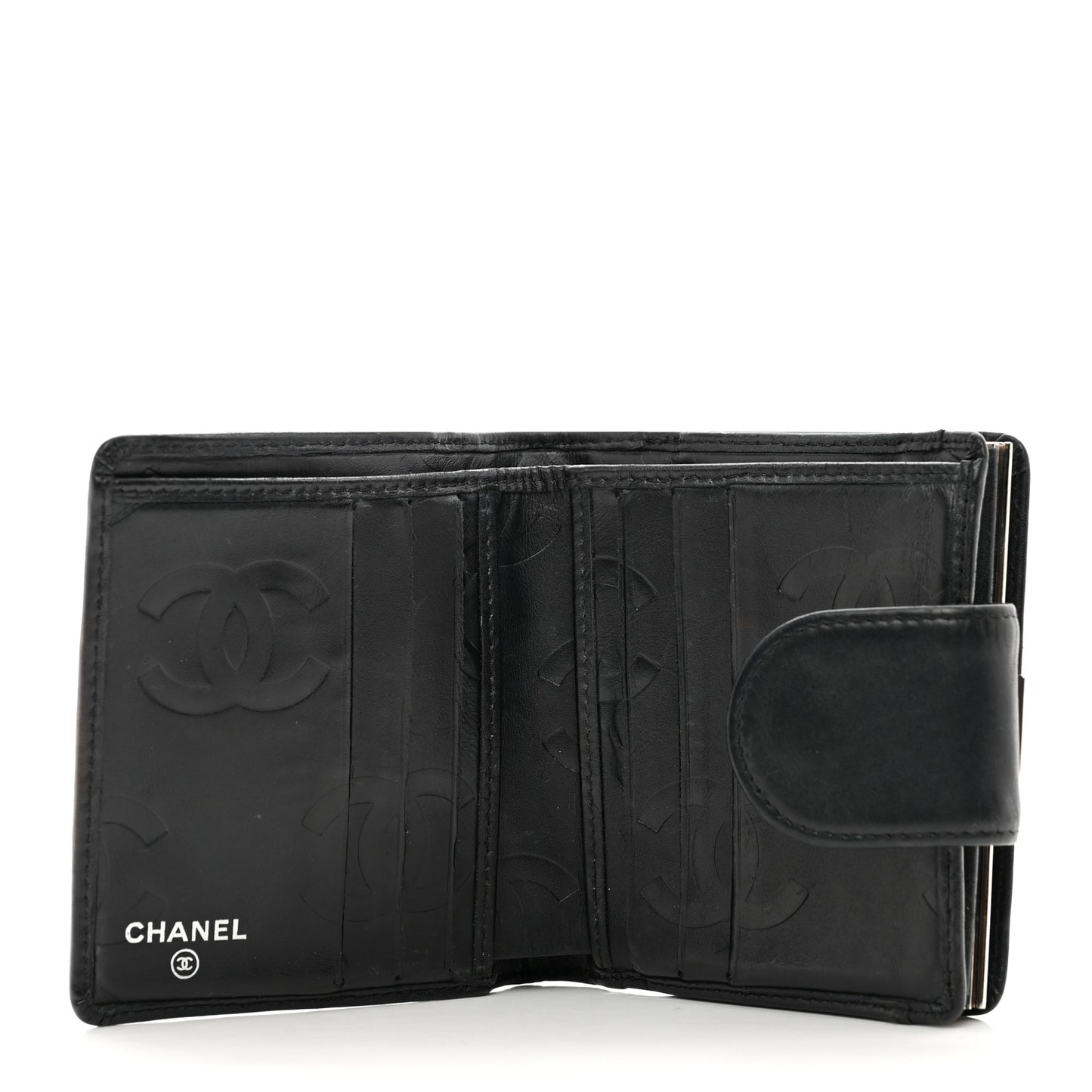 Calfskin Quilted Cambon Bi-Fold Wallet Black