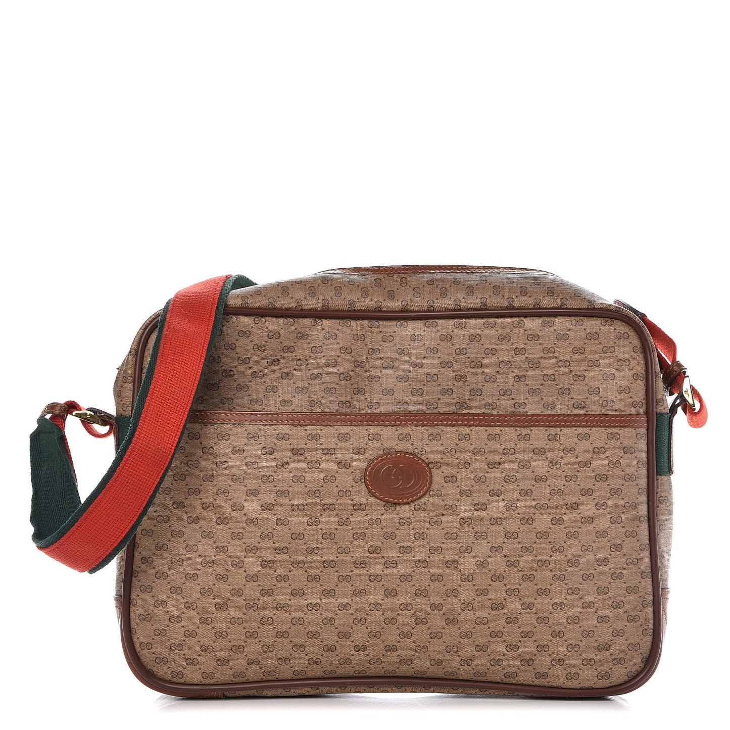 Min Vintage GG Supreme Monogram Web Messenger Bag Brown