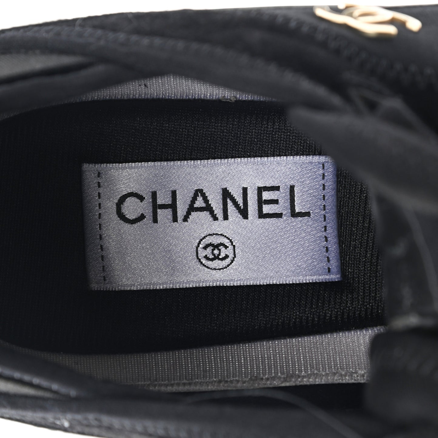 Velvet Calfskin Mixed Fibers CC Sneakers 38 Black