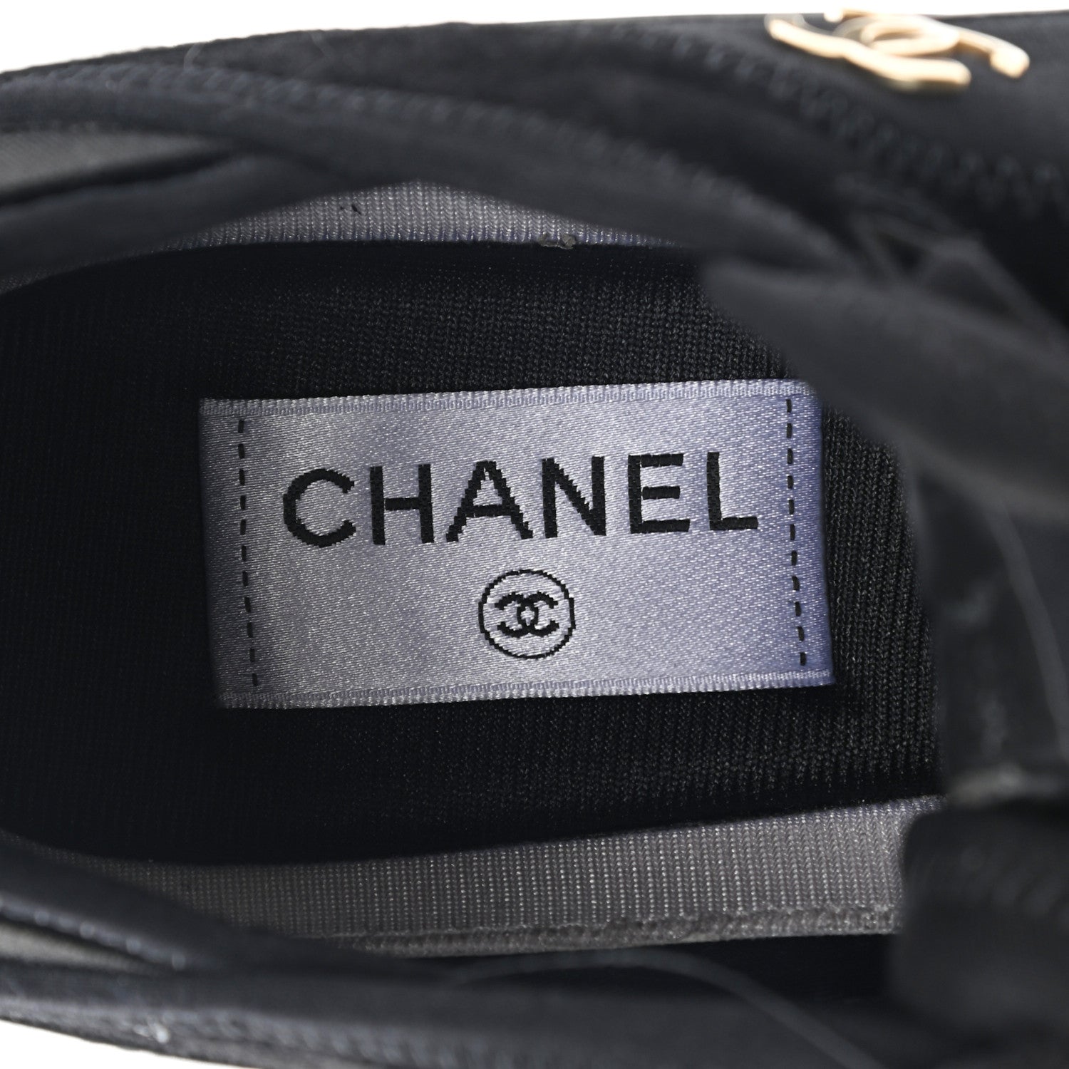 Chanel Velvet Calfskin Mixed Fibers CC Sneakers 38 Black 7 of 11