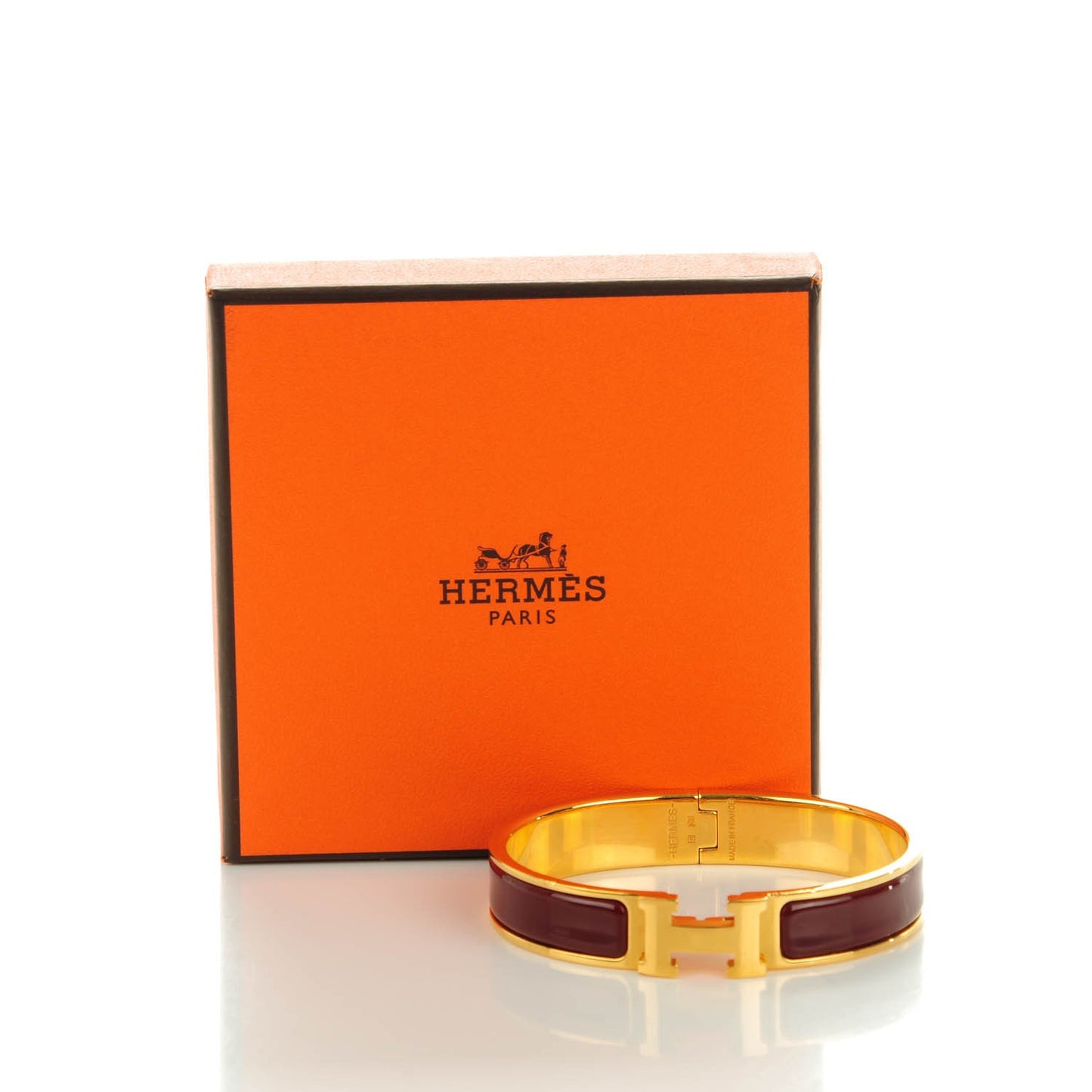 Enamel Narrow Clic Clac H Bracelet GM Bourgogne