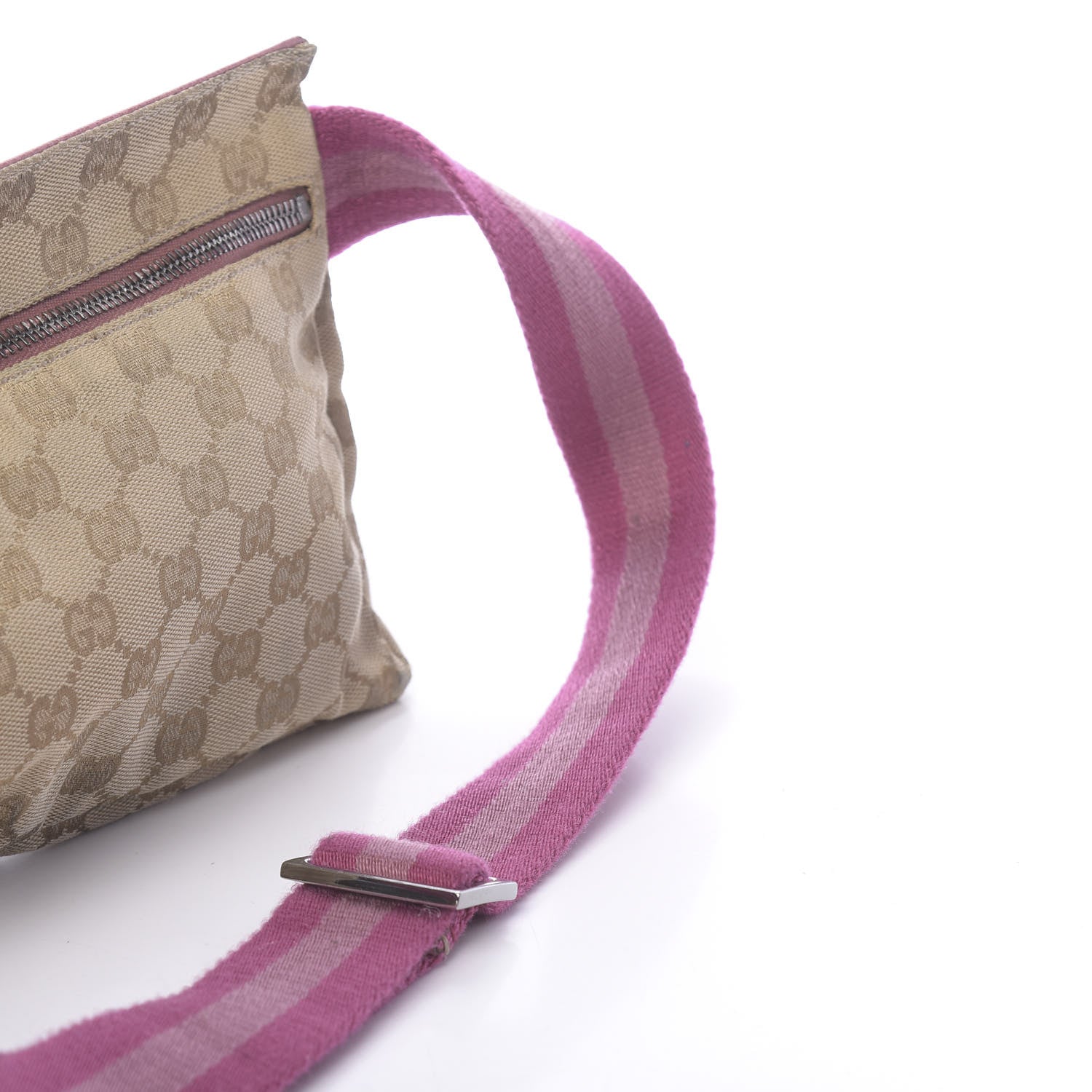 Gucci GG Monogram Web Double Pocket Belt Bag Pink 18 of 19