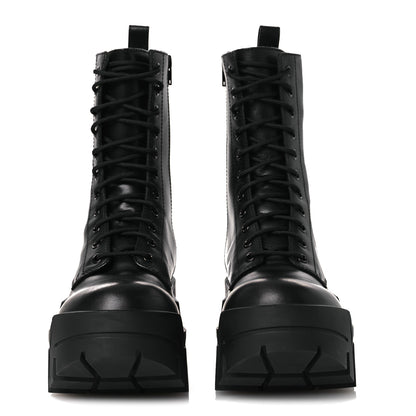 Balenciaga Calfskin Womens Bulldozer Lace Up Boots 38 Black 3 of 11