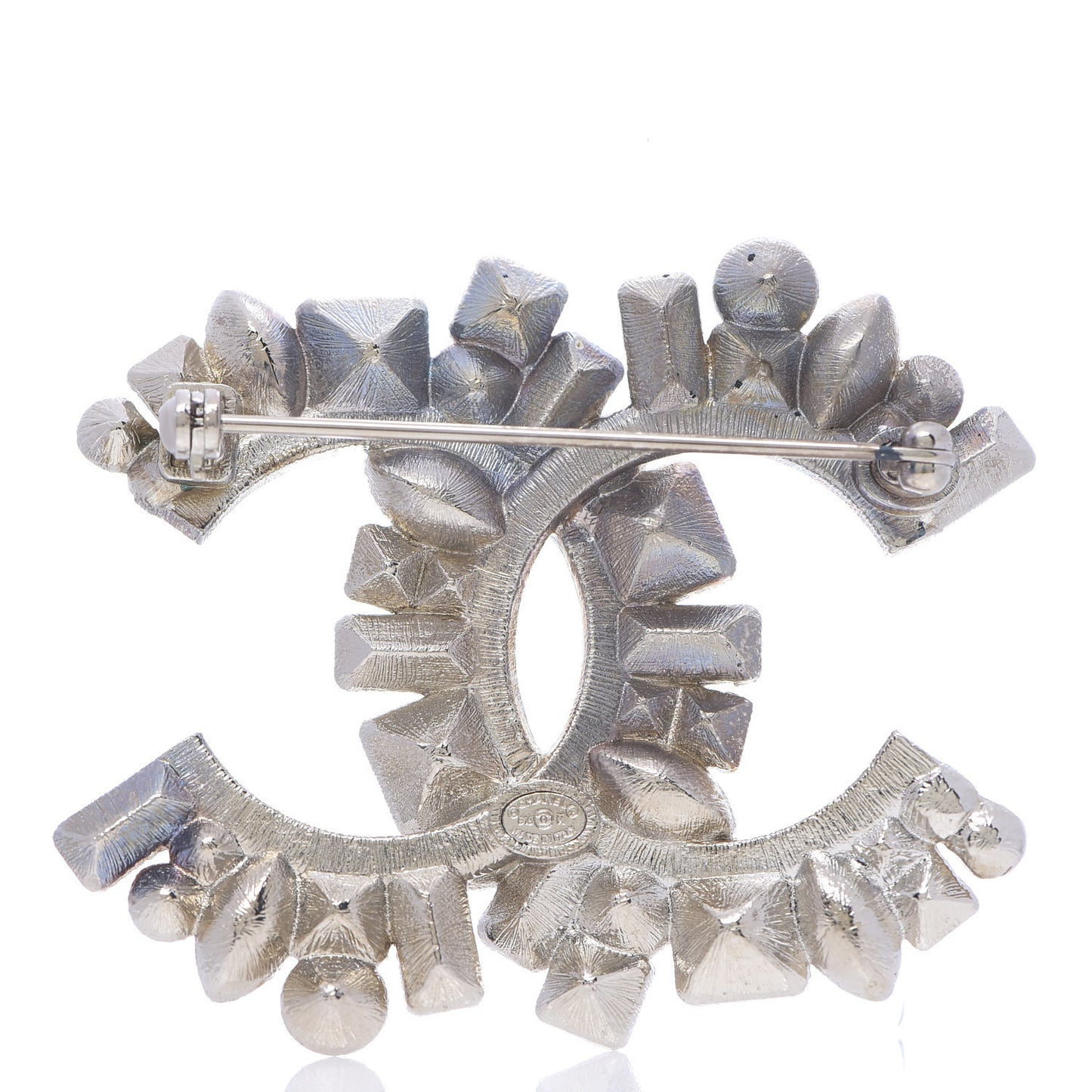 Baguette Crystal CC Brooch Black Silver