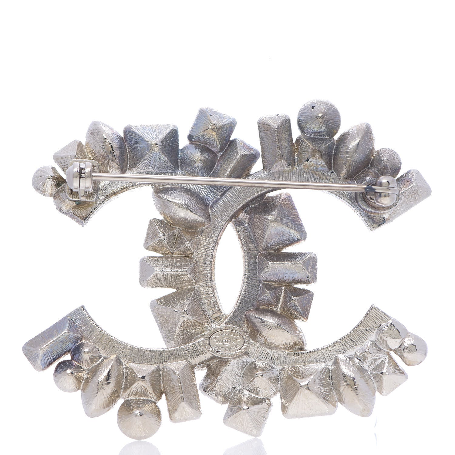 Chanel Baguette Crystal CC Brooch Black Silver 2 of 3
