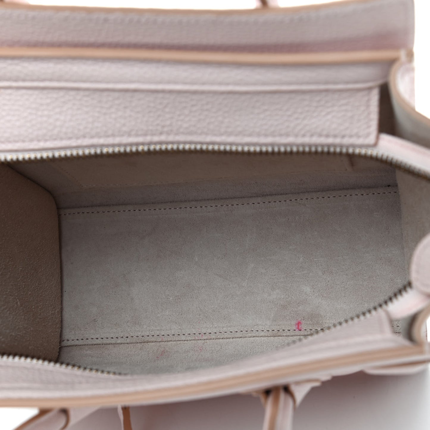 Drummed Calfskin Nano Luggage Pale Pink