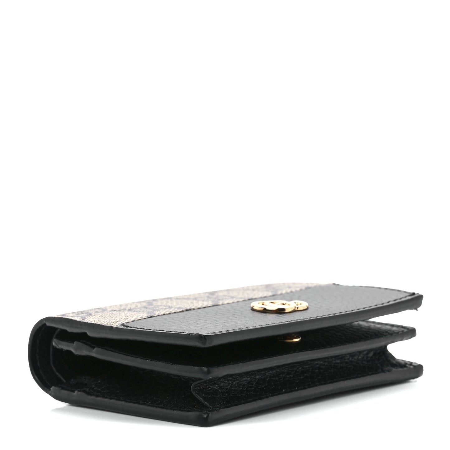 Dollar Calfskin GG Supreme Monogram GG Marmont Card Case Black Beige Ebony